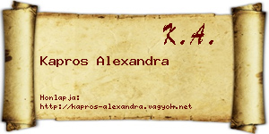 Kapros Alexandra névjegykártya
